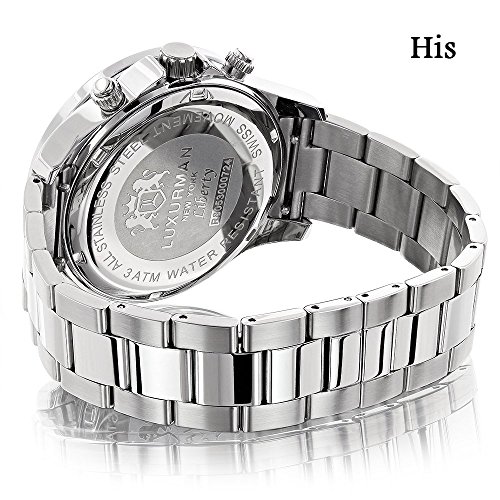 Luxurman His And Hers Watches White Gold Plated Diamond Watch Set 3.5Ctw Of Diamonds #TOP1