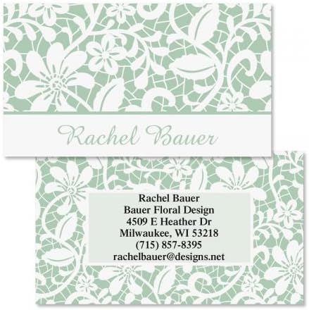 Lace Double-Sided Business Cards - Set of 250 2" x 3-1/2" custom business card design; 80# Cover Stock, Opaque, Matte