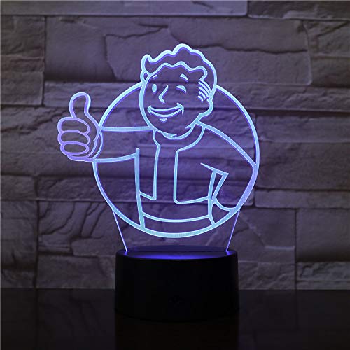 Lampara LED Vault Boy Fallout Cambia Color USB Luz Nocturna y decoración