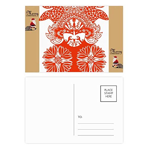 Carte de remerciement 20 pièces motif Père Noël et masque de Pékin pour vœux uniques