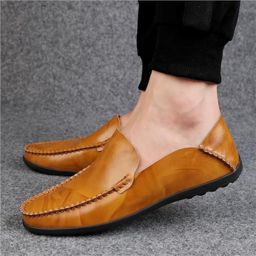 Men's Loafers Shoes Leather Round Toe Stitching Details Classic Flexible Flat Heel Comfortable Lightweight Party Slip On3