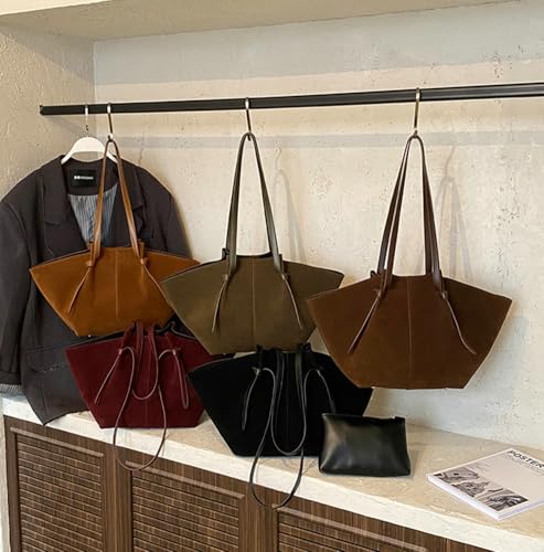 Image of Slouchy Suede Tote Bag Women Crossbody Hobo Shoulder Purses Travel Handbags