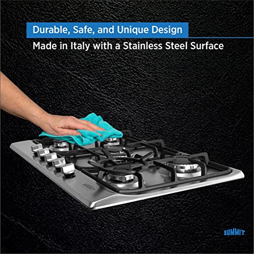 Summit Gc527Ss 27-Inch-Wide 5-Burner Gas Cooktop, Stainless Steel Surface With Sealed Burners, Cast Iron Grates, Ng/Lpg Conversion Kit, Wok Ring, Flame Failure Protection, Easy To Clean #TOP5