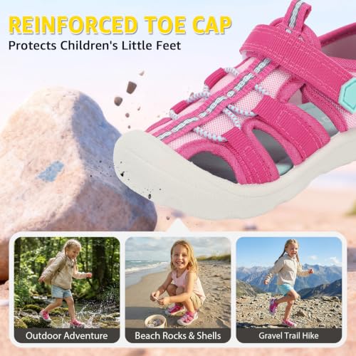 Image of Wide Toe Box Toddler Sandals Water Shoes Boys Girls Quick Dry Summer Beach
