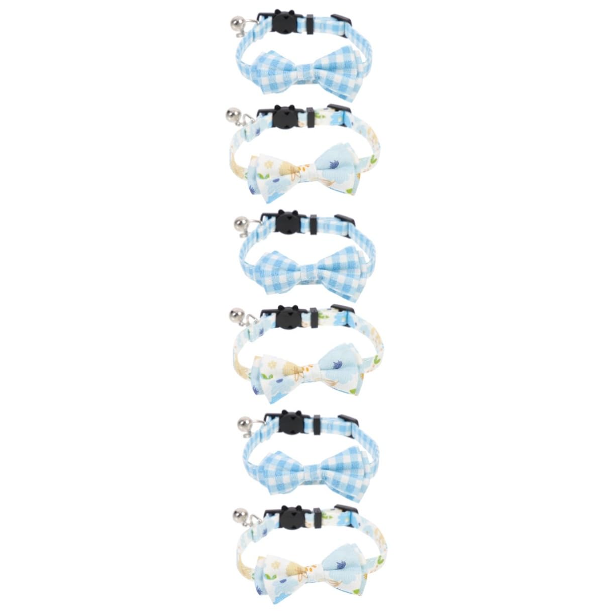Sosoport 6pièces Colliers Extérieurs Résistants pour Chats Et Chiens De Colliers Décoratifs avec Nœud Et Clochette pour Kittens Et Animaux De Compagnie