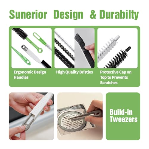 Image of 4pcs Flexible Cleaning Brush Set for Dryer Vents, Fridge Coils, HVAC Systems & Tight Spaces - Multi-Use Lint and Dust Remover with Crevice Brush and Detailing Tools