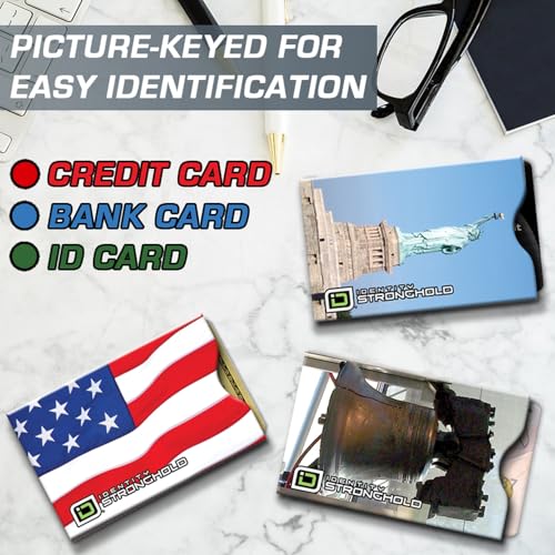 Image of RFID Blocking Credit Card Sleeve Protectors - USA Made Slim Wallet Inserts for Credit Cards, Debit Cards & ID Protection (16, Patriot - 16 Pack)