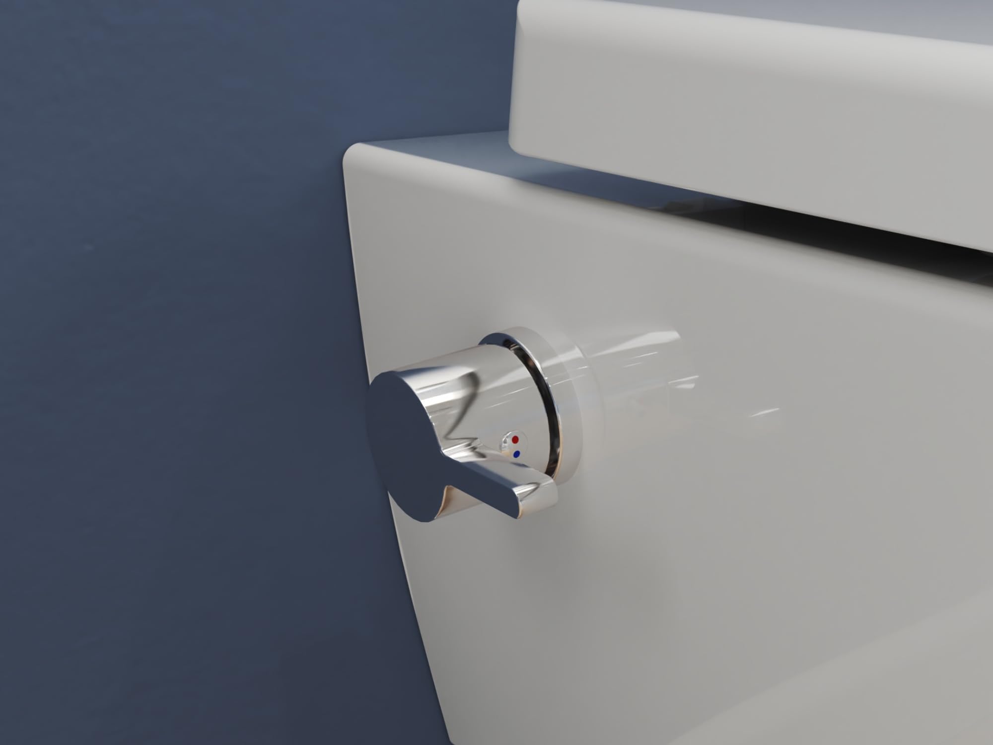 SSWW WC-doccia sospeso con rubinetteria acqua calda/fredda, vaso a parete con bordo di scarico, funzione Taharet-Bidet, sedile Softclose Duroplast, ceramica bianco lucido, 54 cm