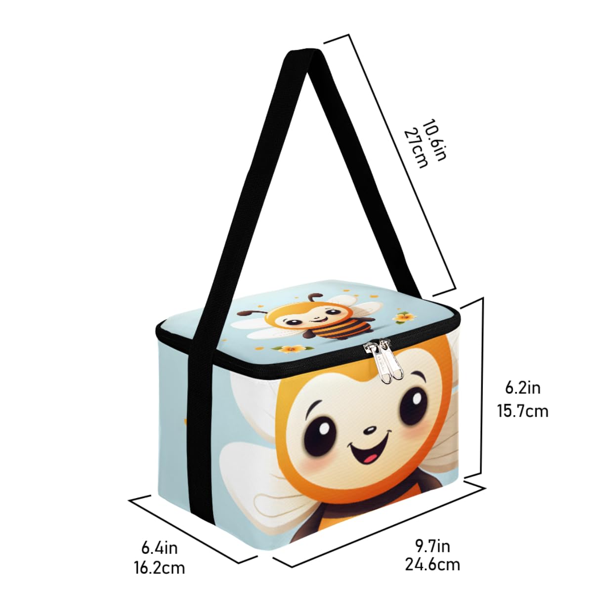 Lunch Bags for Women Men 9 Cans,Bee Hot & Cold Food Delivery Bag Insulated Grocery Bag Insulated Lunch Box Lovely Bee Cooler Bag for Office Work Picnic Beach