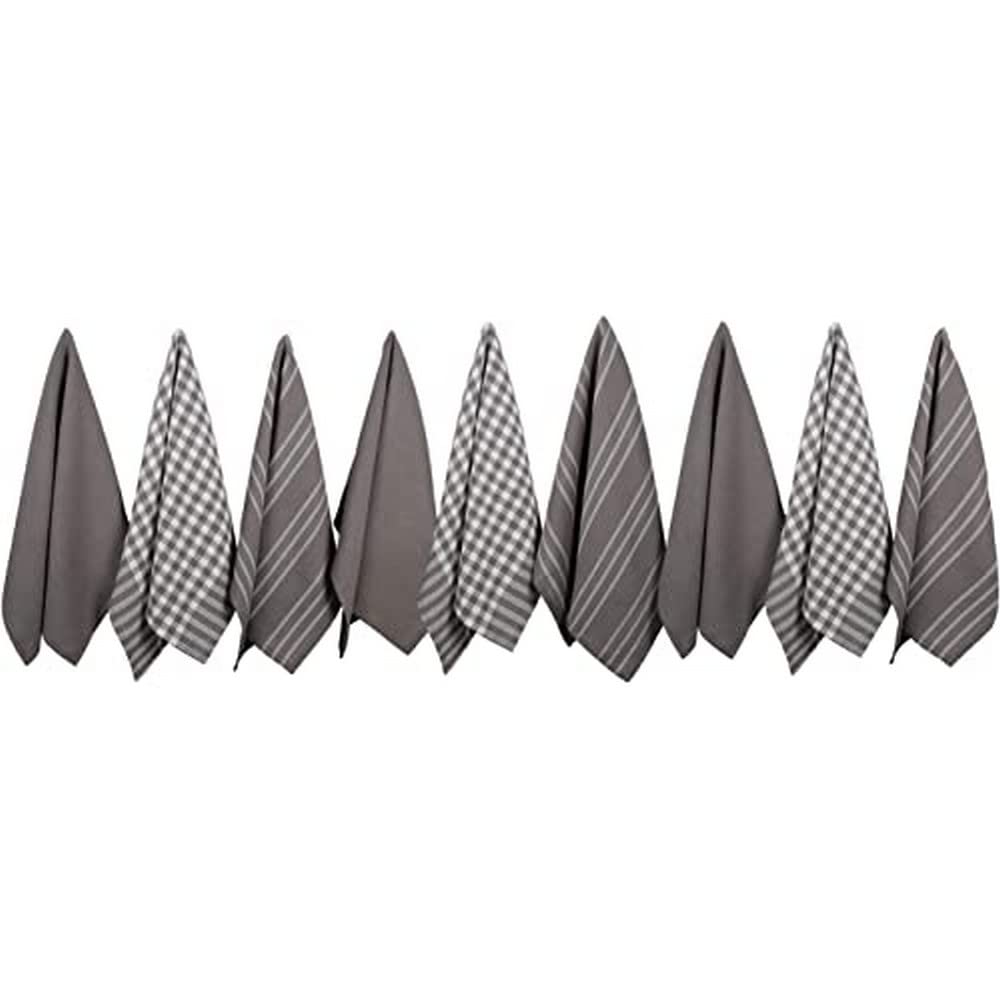 Paños de cocina de 100% algodón suave y elegante: pack de 9 piezas Penguin Home gris