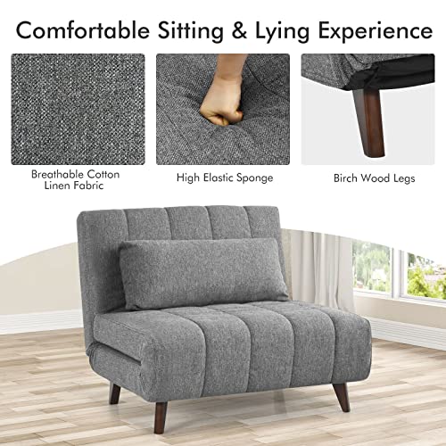 Zsedp Convertible Sofa Bed 3 Position Folding Sleeper Chair W/Pillow Beige/Gray/Blue (Color : Black) #TOP6