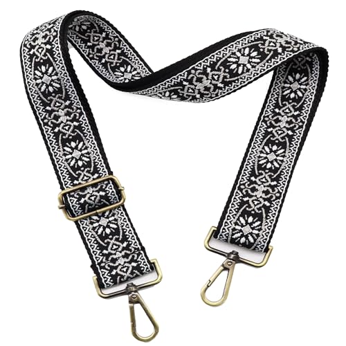 Image of LEMEDE Purse Strap Adjustable Replacement Crossbody Bag Strap Retro Jacquard Embroidery Shoulder Straps for Canvas Bag
