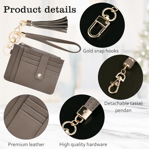 Image of KNGITRYI Small Wristlet Wallets for Women RFID Credit Card Holder Wallet Keychain Wristlet Wallet Credit Card Wallets for Women (Cement grey)