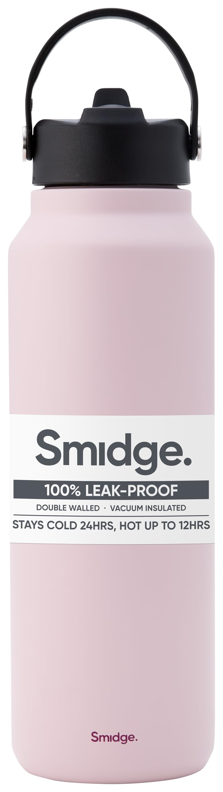 Smidge Summer Blush Large Insulated Water Bottle 1.2L –Bpa-Free Stainless Steel Reusable Flask With Sipping Lid, Leakproof, Vacuum Sealed For Hot & Cold Drinks