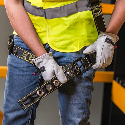 Image of Guardian 21041 Cyclone Construction Harness with Comfort Shoulder Padding | OSHA & ANSI Compliant | Black /Yellow | Small