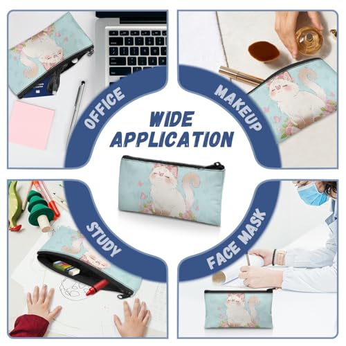 Image of Cat Butterfly Pencil Case for Girls Light Blue Pencil Box Kawaii Stationery Storage Pouch for Preschool Zippered Pen Organizer with Roomy Capacity