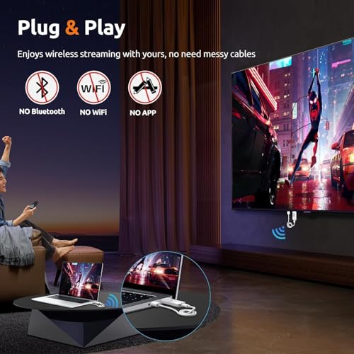 Image of Wireless HDMI Transmitter and 2 Receivers 382FT /100M, Plug & Play, 2.4G+5G