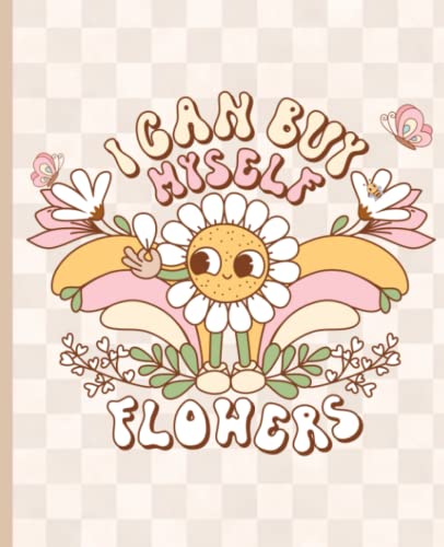 Preppy Notebook: Smiley Daisy Groovy Retro Flowers - Cute Composition Book Wide Ruled - Aesthetic School Supplies for Teen Girls