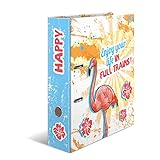 HERMA 7024 Ordner DIN A4 Crazies Happy Flamingo, 7 cm breit, stabiler Karton, farbiger Außen- und Innendruck im hochwertigen Design, Ringordner, Aktenordner, Büroordner, Motiv-Ordner