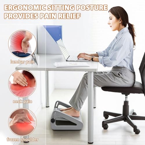 Image of CasaZenith Foot Rest, Six Heights Adjustable Foot Rest for Under Desk at Work, Ergonomic Foots Stool for Under Office Desks, Under Desk Footrest with Foot Massage Roller, Chair Footrest - Gray