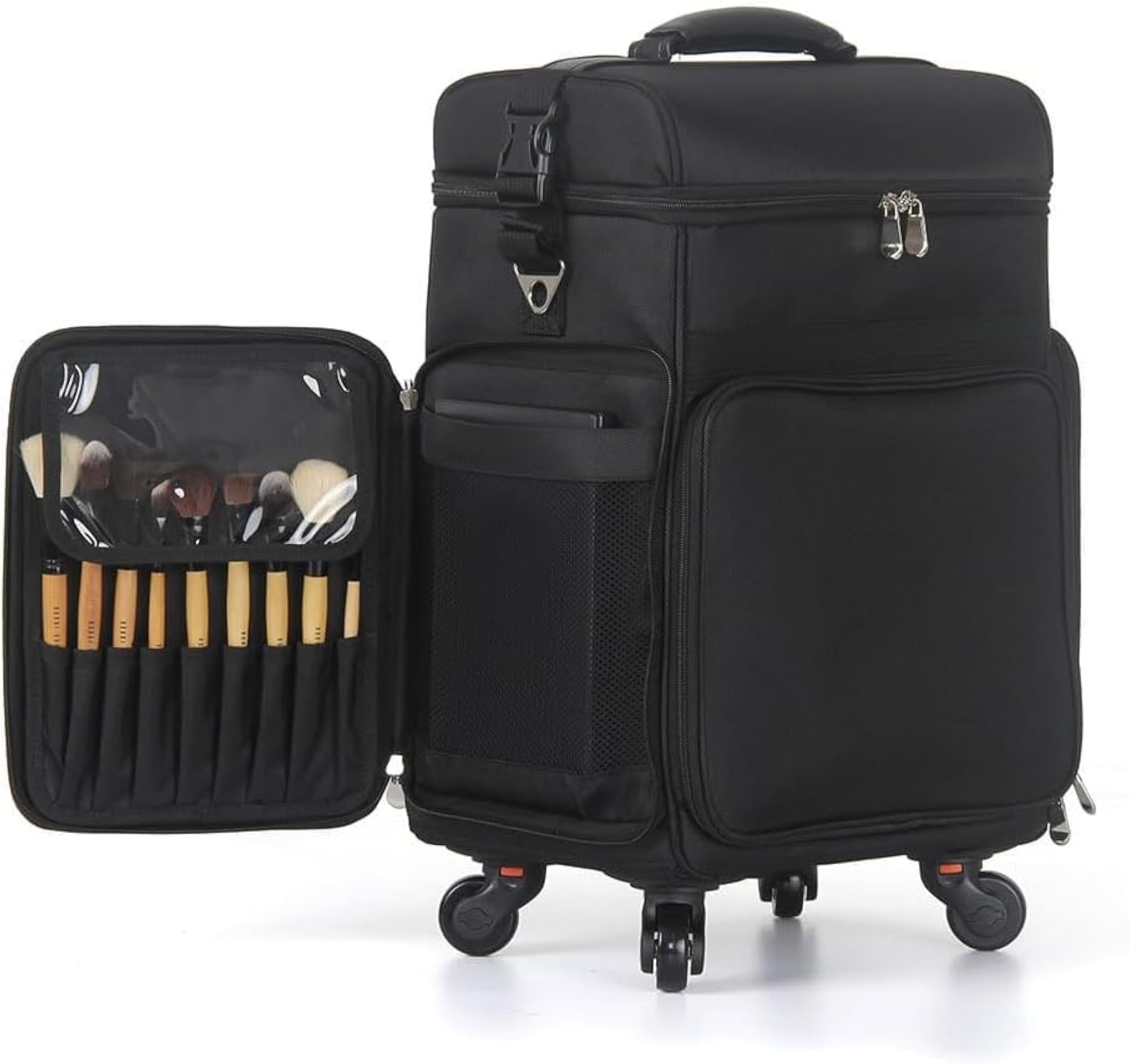 Rolling Makeup Case with 2 Trays, Large Capacity