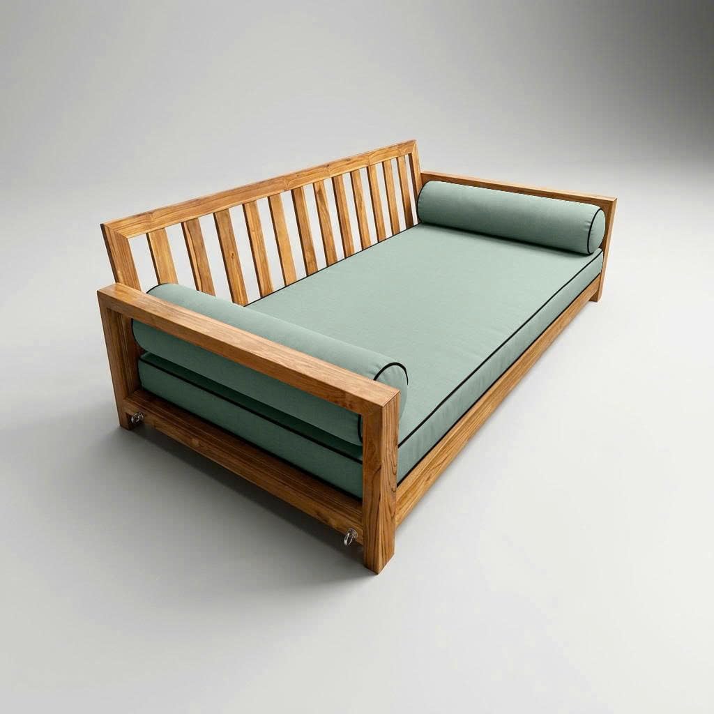 Prolinemax Style5 Crib Size 3PC Contrast Pipe Trim Outdoor Daybed Mattress Cushion Bolster Pillow Slip Cover Complete Set AD002