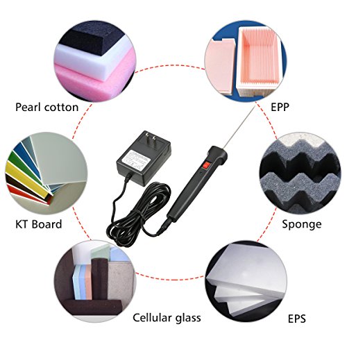 GOCHANGE Foam Cutter, Cutting Machine Pen Electric Hot Knife Foam Cutter With Button and Power Light, 100-240V/15W Hot Knife 10CM Styrofoam Cutting Pen with Electronic Voltage Transformer Adaptor