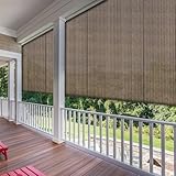 SunnyRoyal Patio Shades Roll Up Outdoor Exterior Roll Up Blinds for Patio Yard Deck Porch Balcony Backyard 8' W X 6' L Brown