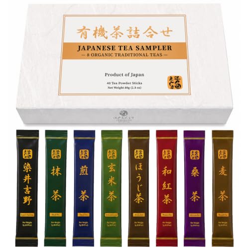 Image of YEDOENSIS Japanese Tea Sampler - Organic Japanese Tea Powder Sampler: Matcha Hojicha etc. (2g x 40 sticks)