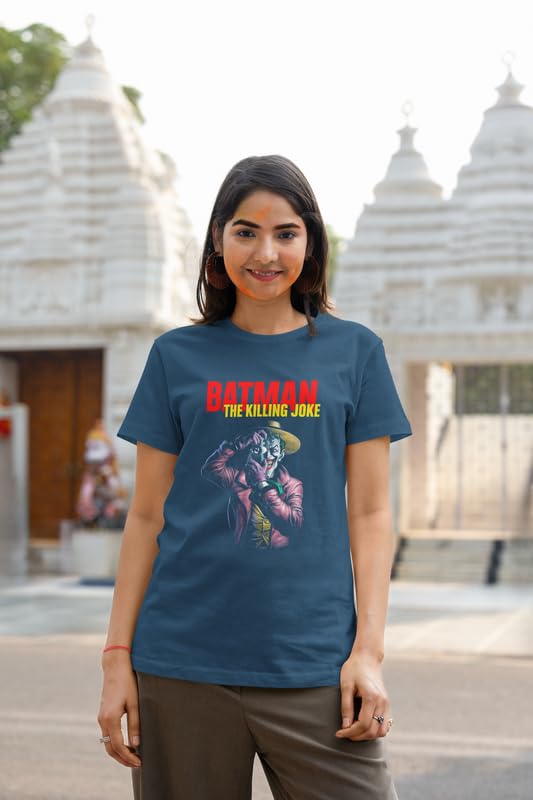 Image of ElegantCrafts 'Batmen The Killing Joke' Graphic Print Cotton T-Shirt, Joker Design, Unisex Casual Wear