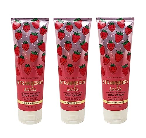 Bath & Body Works Strawberry Soda 3 Pack Ultimate Hydration Body Cream Set - 8 oz