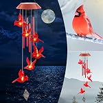 Cardinal Solar Wind Chimes,Red Bird Chimes for Outside Garden Decor, Garden Gifts Women Birthday/Thanksgiving/Christmas, for Mom Grandma
