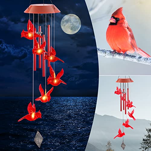 Cardinal Solar Wind Chimes,Red Bird Chimes for Outside Garden Decor, Garden Gifts Women Birthday/Thanksgiving/Christmas, for Mom/Grandma/Daughter by Spuspk - Used condition - US$16.14