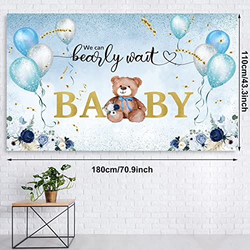 67 Pieces Bear Baby Shower Decorations Bearly Wait Bear Baby Shower Tablecloth Backdrop And Blue Brown Balloons Decorations For Kid Boy Girl Gender Reveal Birthday Party Supplies #TOP3