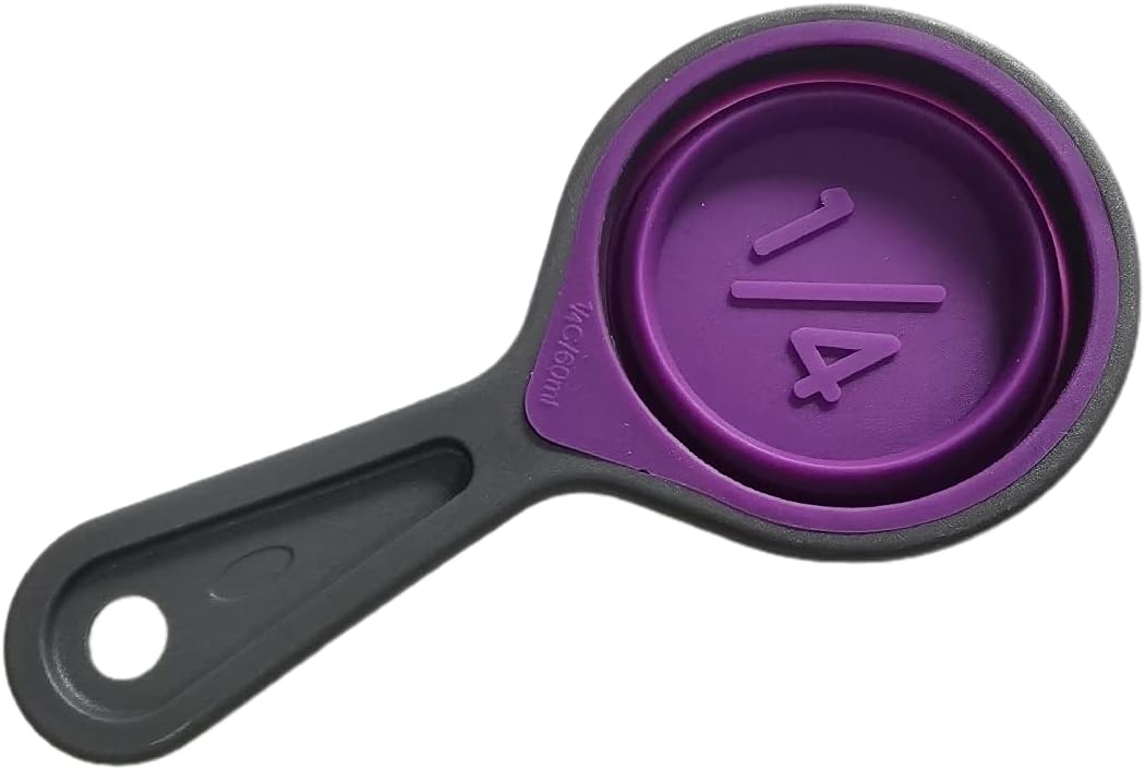 Collapsible Silicone Measuring Cups with 60ml/80ml/125ml/250ml - 4 Piece Set Kitchen Measuring Tools (4 Colors)