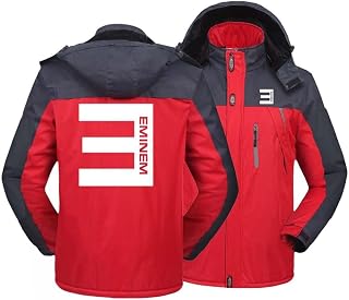 Men's Waterproof Skiing Jacket for E Print Fleece Warm Jackets Waterproof Hiking Softshell Hoodie Zip Winter Coats