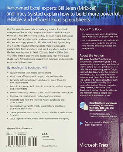 Microsoft Excel 2019 VBA and Macros