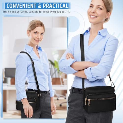 GAOHUI Cross Body Bag Women with Adjustable Strap, Multi-Pocket Nylon Waterproof Shoulder Bag Black Handbag Anti Theft Ladies Bags for Women Girl Travel Daily Use - Image 5