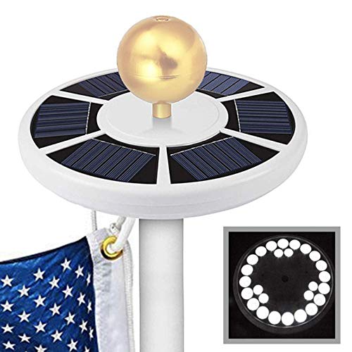 Meihong Solar Powered Flag Pole Light, Automatic Solar Flagpole Lights Outdoor Dusk To Dawn, Solar Flag Light For Flag Pole, Waterproof Led Flagpole Downlight Lighting For Most 15 To 25 Ft Top (White) #TOP4