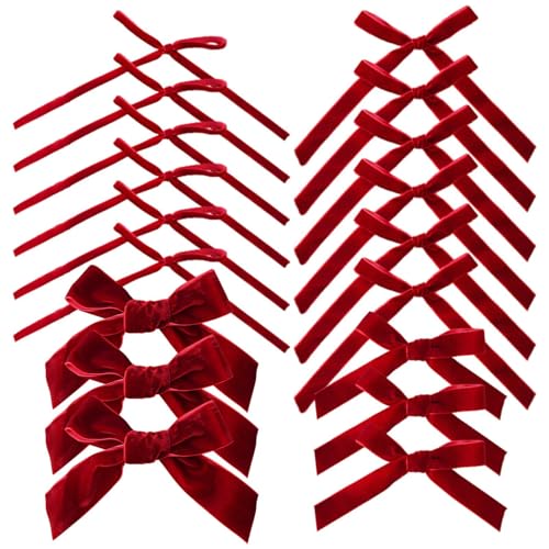 Lazos de terciopelo para árbol de Navidad vintage: pack de 18 adornos festivos para barandillas 2