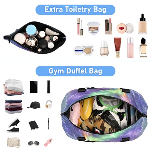 A Beautiful White Wolf and Gray Colored Fox Travel Duffel Bag Waterproof Gym Sport Tote Bag Carry On Weekender Bag with Compartment4