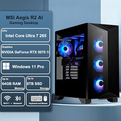 Aegis R2 AI 2nd Gaming Desktop Intel 20-core Ultra 7 265 32GB RAM 2TB SSD GeForce RTX 5070 Ti 16GB (fino a 1406 Tops) 5Gb Ethernet WiFi7 360mm Liquid Cooler 750W 80+ Gold PSU Win11Pro ICP Hub - PC Desktop - Immagine 2