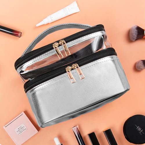 Nécessaire Para Acessórios de Maquiagem Espaçosa Elegante Cosméticos Make (CINZA)