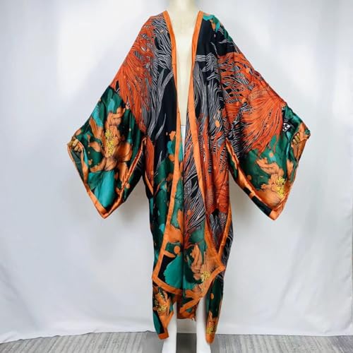 Summer Silk Feeling Women Bikini Sweet kimono Cardigan Stitch Cocktail sexcy Boho African Holiday Batwing SleeveRobe Kaftan2