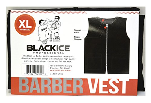 Black Ice Barber Vest Size XL EXTRA LARGE BLACK Professional polyester fabric with zipper closure