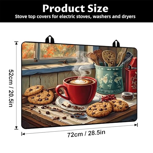 Image of BVBOX Stove Top Cover for Electric Stove, 28 inch x 20 inch Glass Cooktop Protector Mat with Hanging Loops, Anti-Scratch Non-Slip Dish Drying Mat, Washable Countertop Pad
