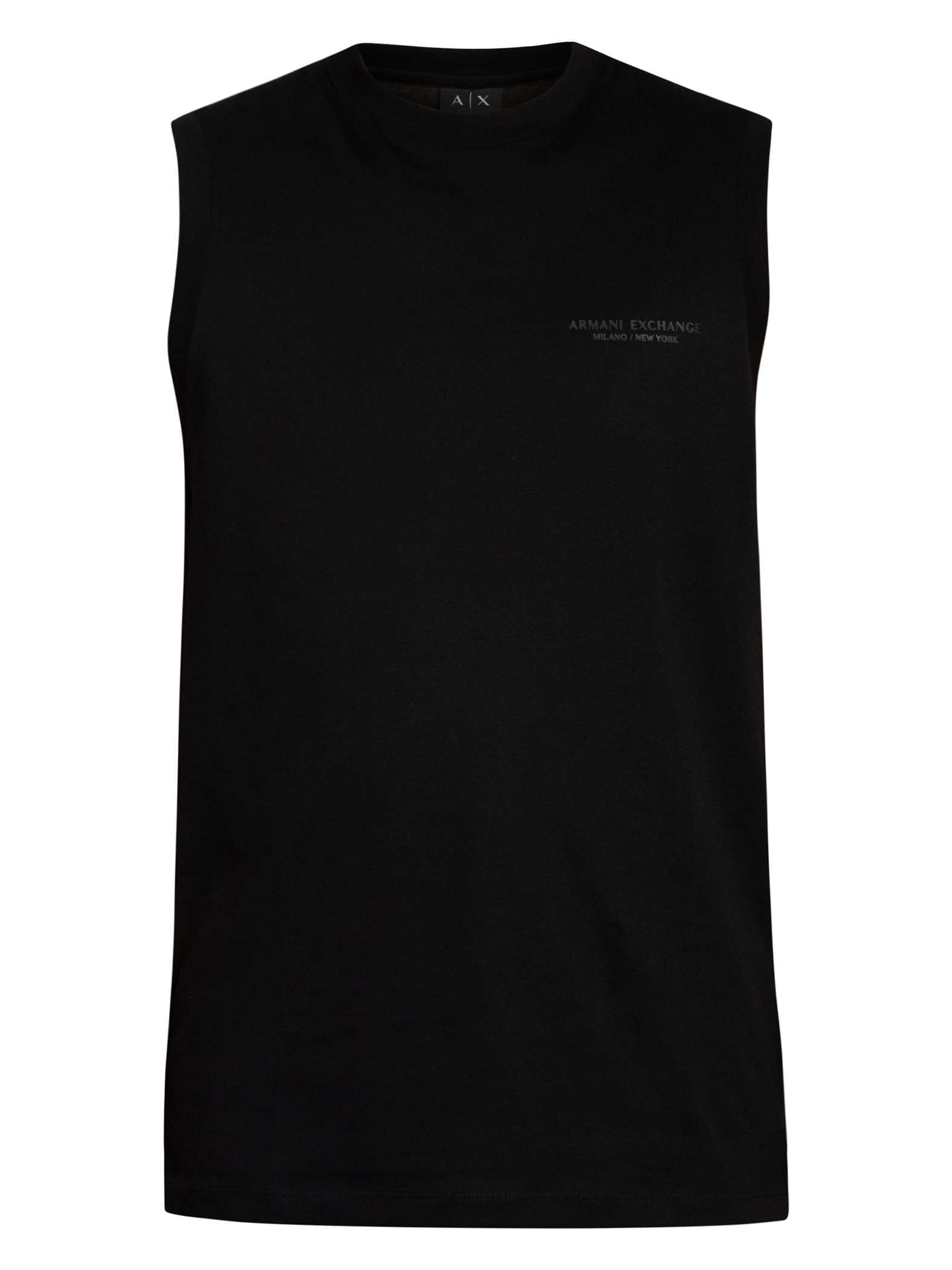 Męska koszulka bez rękawów Armani Exchange Relaxed Fit z logo na piersi, czarna