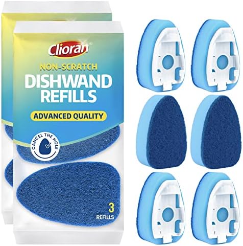 Dish Wand Refill Sponges Non Scratch, Scrubber Refills Dishwand Replacement Heads, Scrub Brush Soap Dispensing Handle, Heavy Duty Dishwashing Dispenser Kitchen Sink Dishwasher Pads Cleaning Supplies