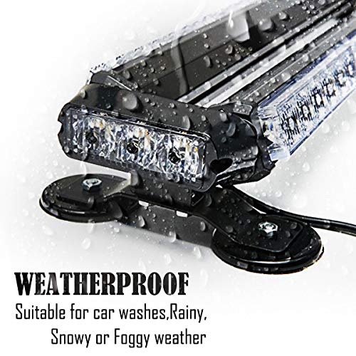LE-JX Amber/White 30 LEDs Safety Strobe Flashing Light Bar Double Side High Intensity Roof Top Plow Flash Traffic Advisor Emergency Hazard Warning Lighting Mini Beacon with Magnetic Base (Yellow,30W)