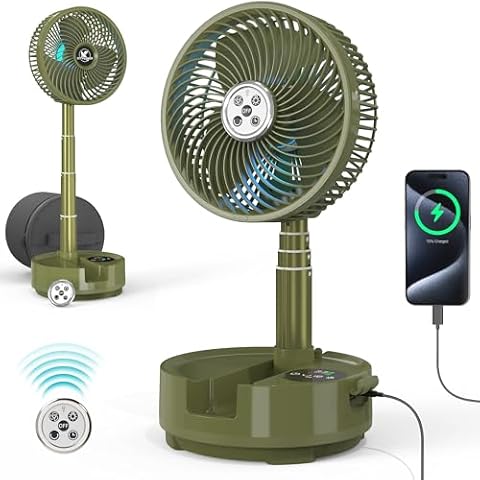 20000mAh Battery Operated Oscillating Table Fan - 112Hrs Rechargeable Camping Fan with Light & Timer, 9 Speeds Portable Travel Fan for Cruise RV Trip, Hurricane Power Outage (8" with Case) Cover